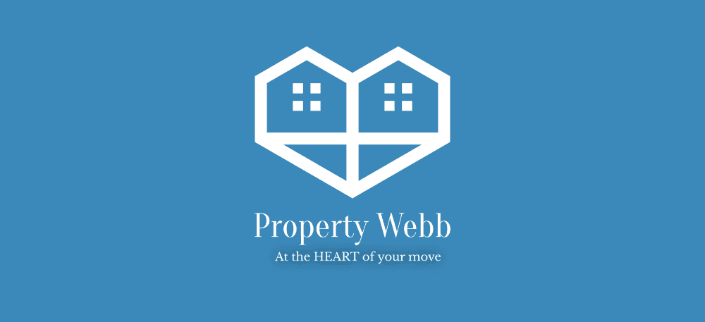 A geometric heart shape, making two house outlines. Property Webb, at the heart of your move.