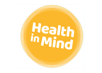 Health in Mind written in a yellow circle